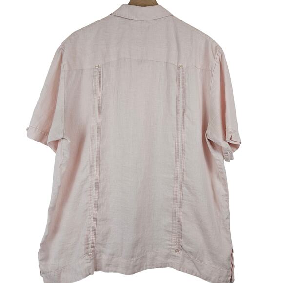 Cubavera linen beachy resort button down, pink, men's XL - Picture 2 of 3